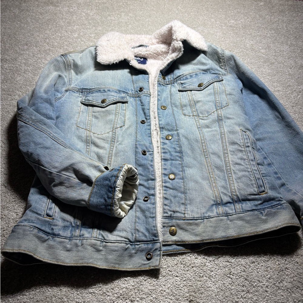 Chubbies Sherpa‎ Lined Denim Trucker Jean Jacket Size Small - Picture 2 of 9